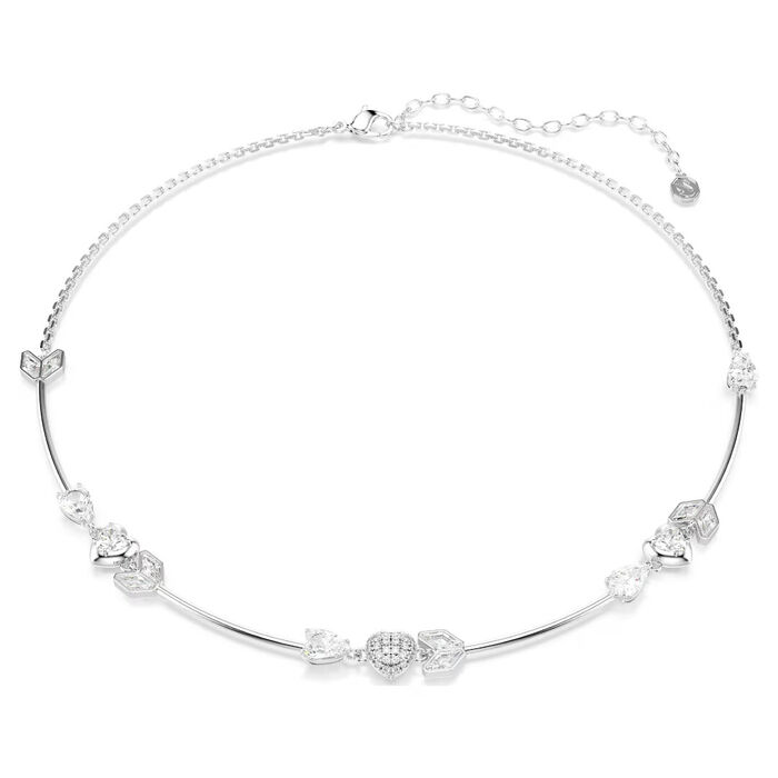 Colar Swarovski branco com cristais swarovski em formato de coração e cupido.