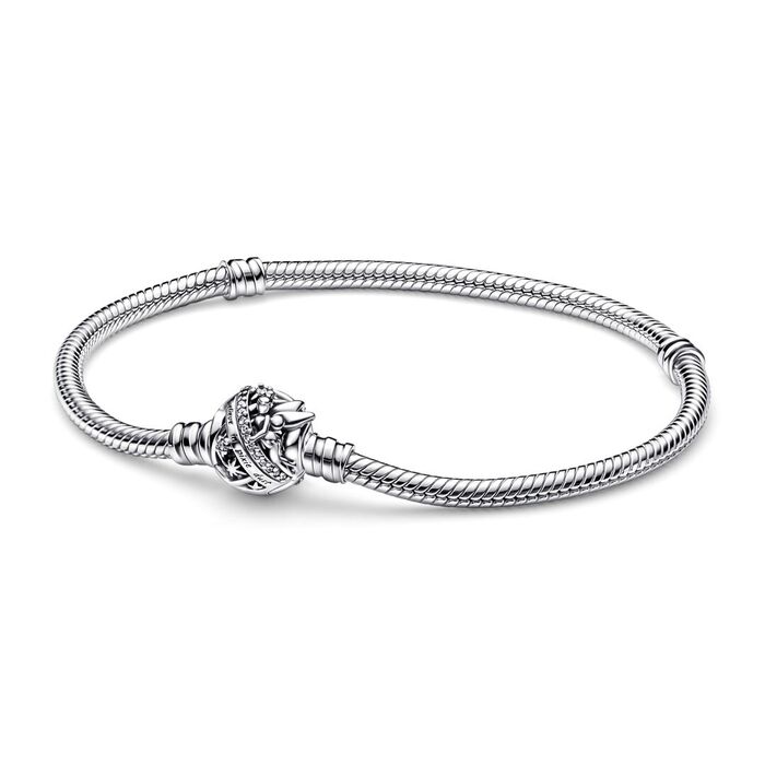 Pulseira Pandora prateada de fecho circular com a Sininho de Peter Pan com uma fila de zircónias.