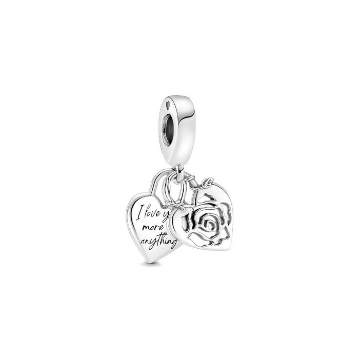 Conta PANDORA Cadeado Coração e Rosa 790086C00