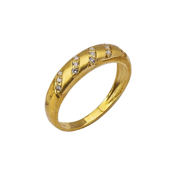 Anel em ouro amarelo de 9kl da Zerus para mulher combinado com uma cravação de zircónias.