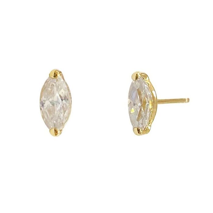 Brincos Zerus de criança em ouro amarelo de 9kl com um formato oval cravado de uma zircónia cada.