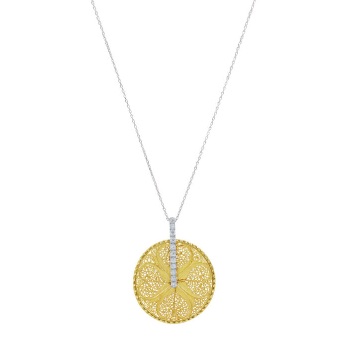 Colar OURO Diamantes e Filigrana 113572