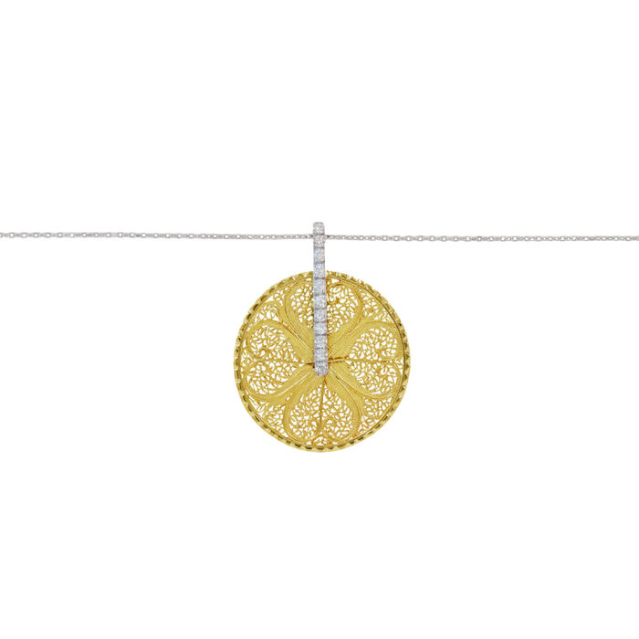 Colar OURO Diamantes e Filigrana 113572