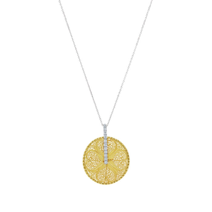 Colar OURO Diamantes e Filigrana 113575