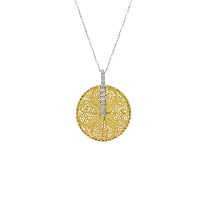 Colar OURO Diamantes e Filigrana 113575