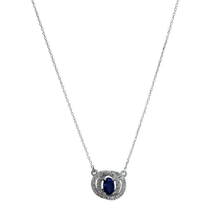 Colar OURO Safira e Diamantes 115313