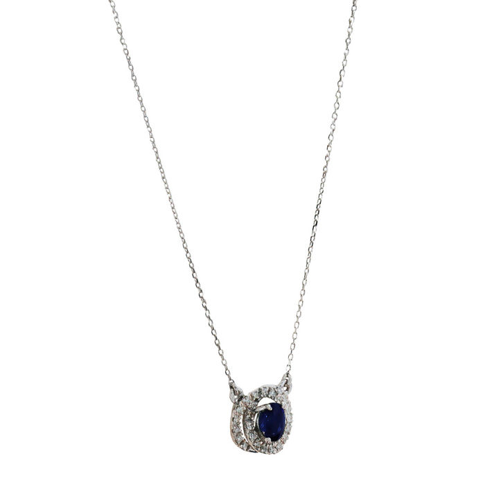 Colar OURO Safira e Diamantes 115313