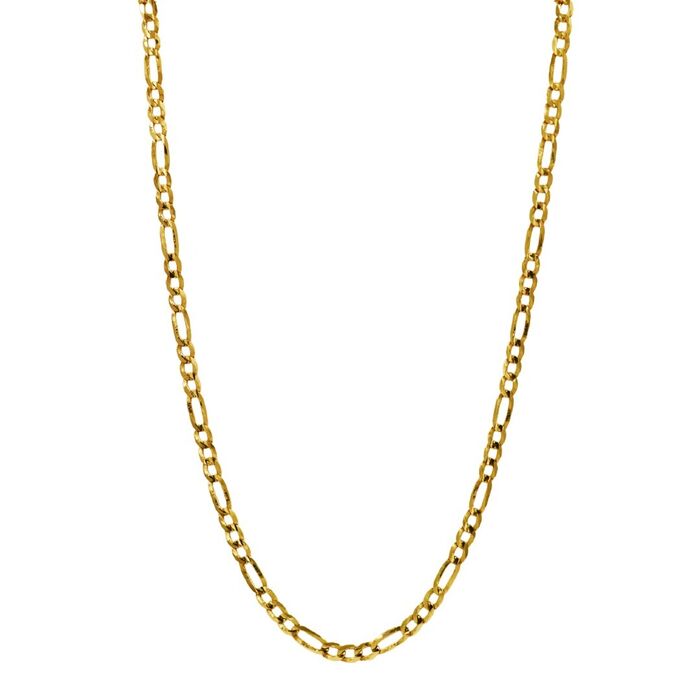 Imagem de colar masculino, em ouro amarelo de dezanove quilates, com malha tipo 3+1.