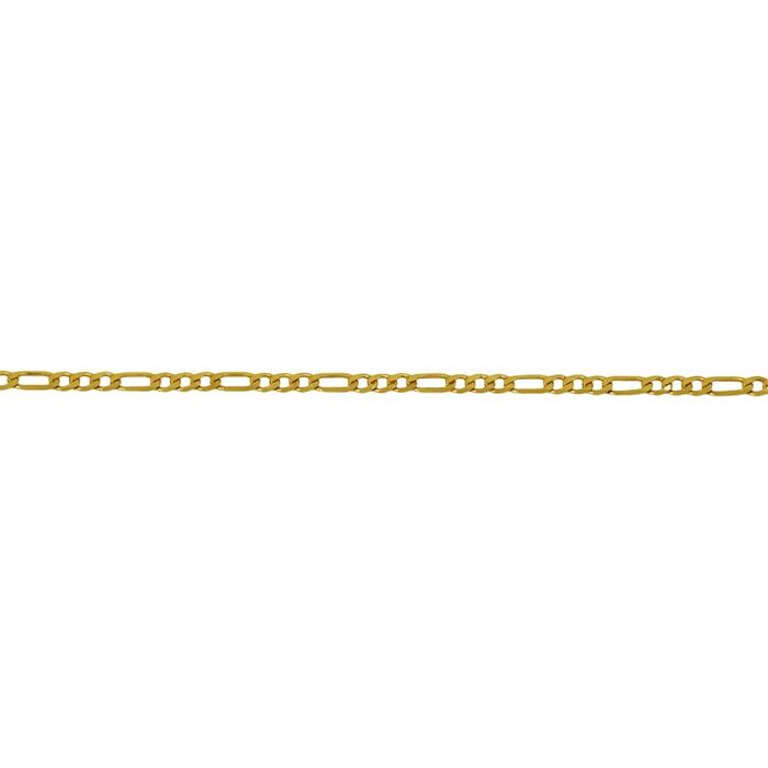 Vista detalhada da malha 3+1 de colar masculino, em ouro amarelo, de visual fino.