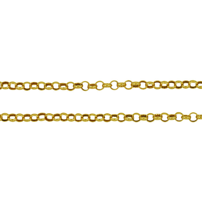 Imagem detalhada de colar em ouro amarelo de dezanove quilates, com malha tipo cordão.