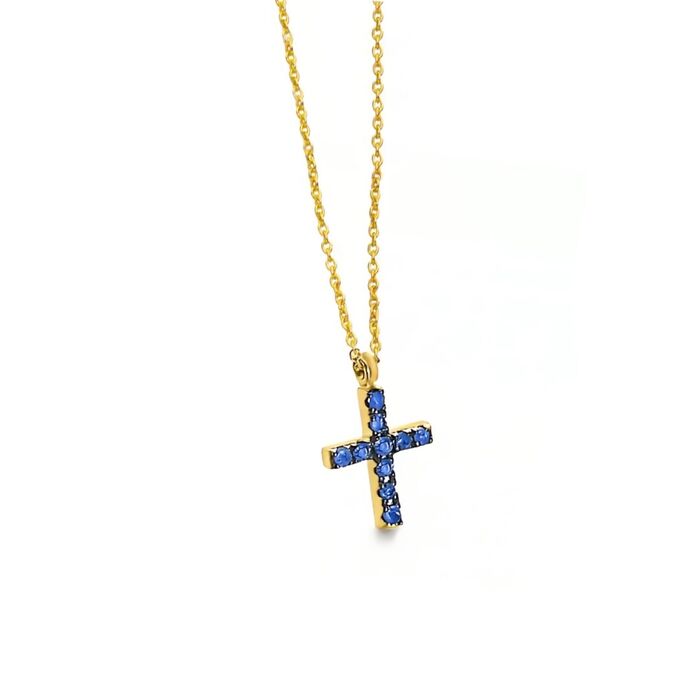 Colar LECARRÉ Cruz Safiras Ouro 18k GD101OA.ZA