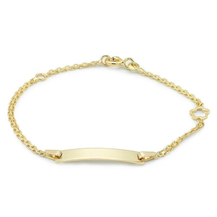 Pulseira ZERUS Ouro 9K Chapa e Flor PC90039C.001