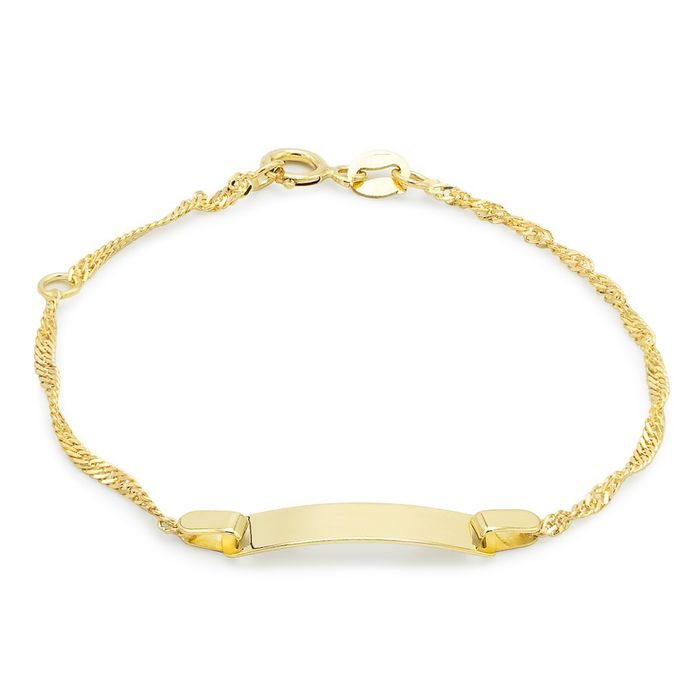 Pulseira ZERUS Ouro 9K Malha Singapura com Chapa PC90102C.030