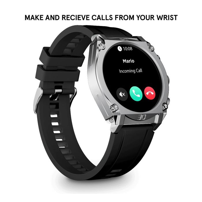 Smartwatch Police com uma caixa prateada e com um ecrã digital com indicações de chamadas.