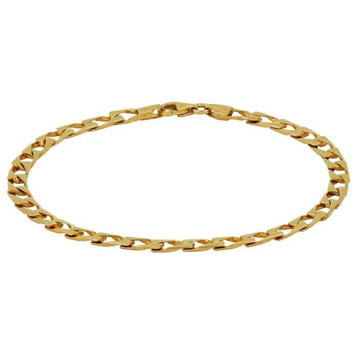 Imagem de pulseira masculina em ouro amarelo de dezanove quilates, de malha vistosa, tipo 1+1.