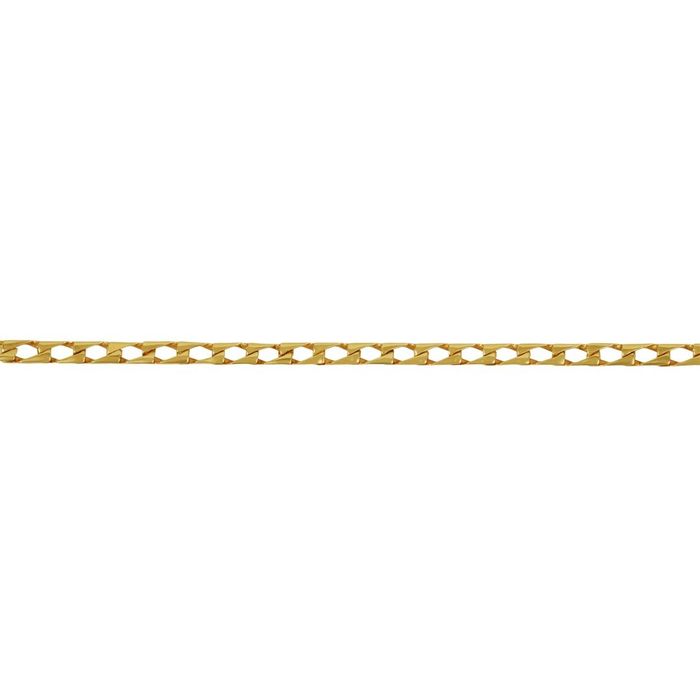 Vista aproximada de pulseira masculina em ouro amarelo de dezanove quilates, de malha tipo 1+1.