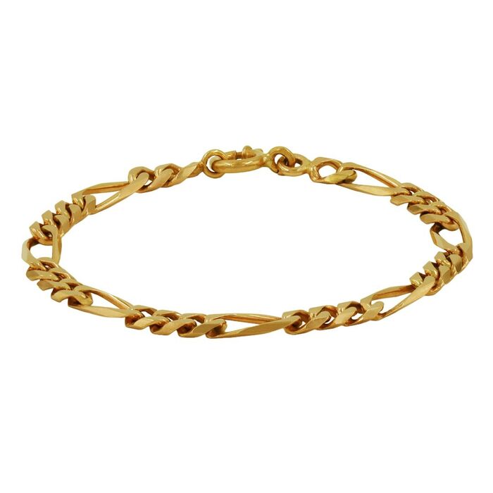 Imagem de pulseira volumosa em ouro amarelo, de estilo masculino e malha tipo 3+1.