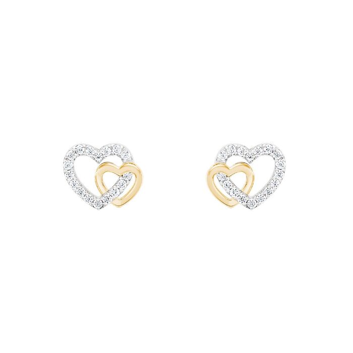 Brincos UNIKE Classy Two Hearts UK.BR.1204.0150