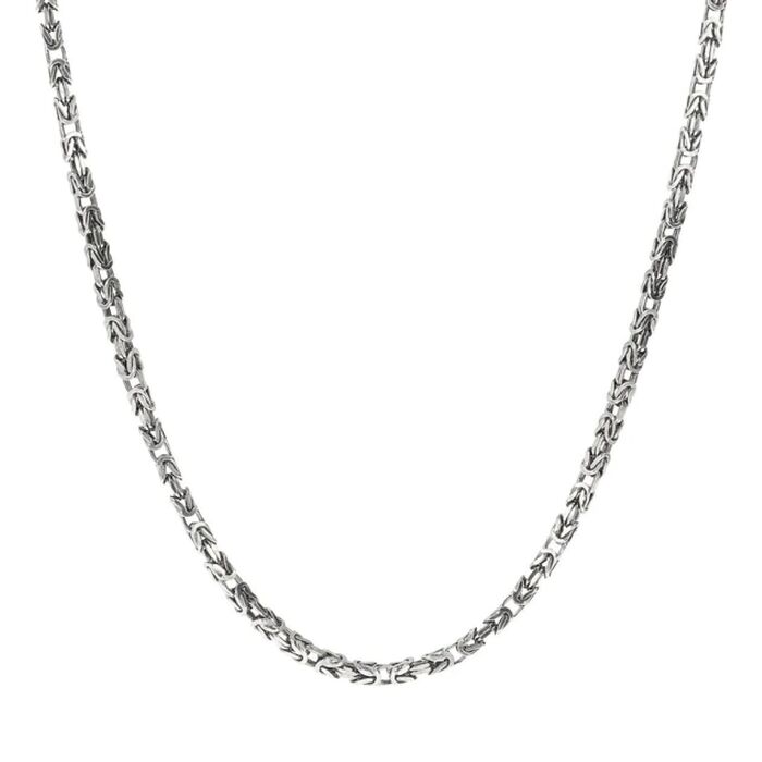 Colar masculino Albert M. em prata de lei 925 de malha bizantina.