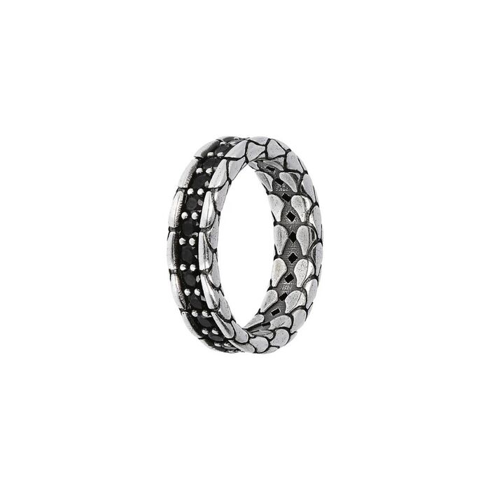 Anel masculino prata de lei 925 em prateado com toques de preto com pedras zircónias.
