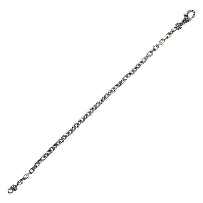 Pulseira masculina Albert M. prateada e preta na posição aberta na diagonal.