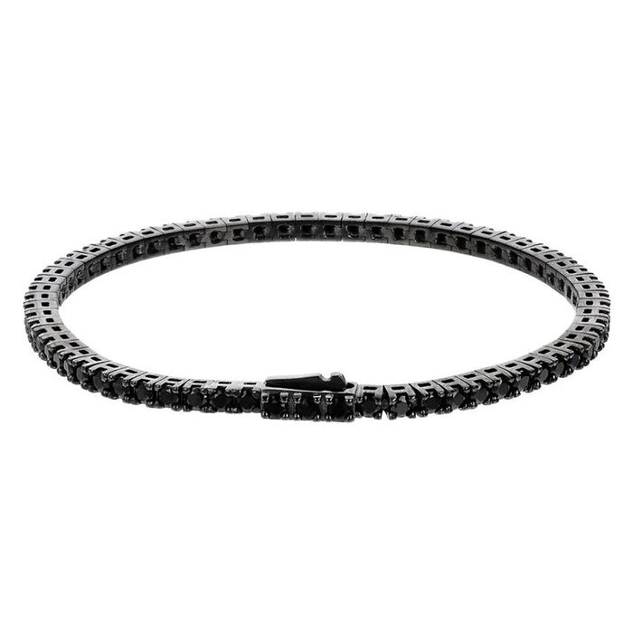 Pulseira inteira fechada masculina Albert M. preta com pedras de Espinélio.