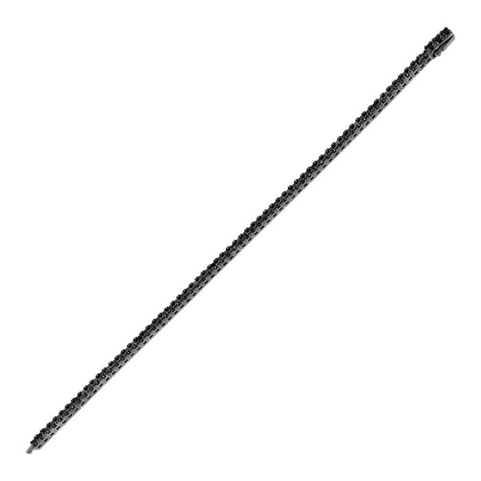 Pulseira masculina preta em prata de lei 925 na diagonal com as pedras Espinélio.