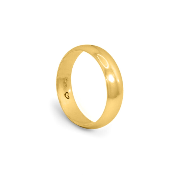 Aliança de casamento Romantis em ouro amarelo de 19.2kl com 6mm de largura.
