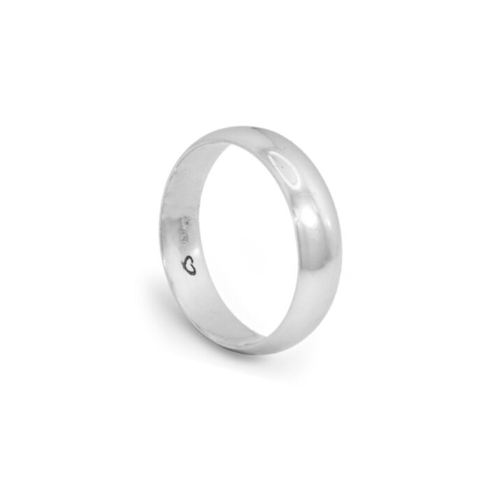 Aliança de casamento Romantis em ouro branco de 19.2kl com 6mm de largura e de acabamento polido.