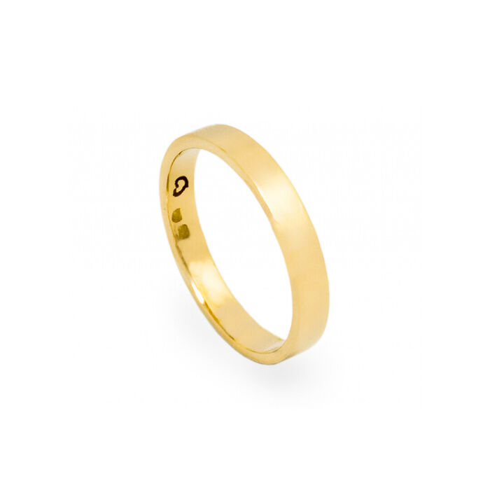 Aliança de casamento Romantis em ouro amarelo de 19.2kl com um formato quadrado com 3mm de largura.
