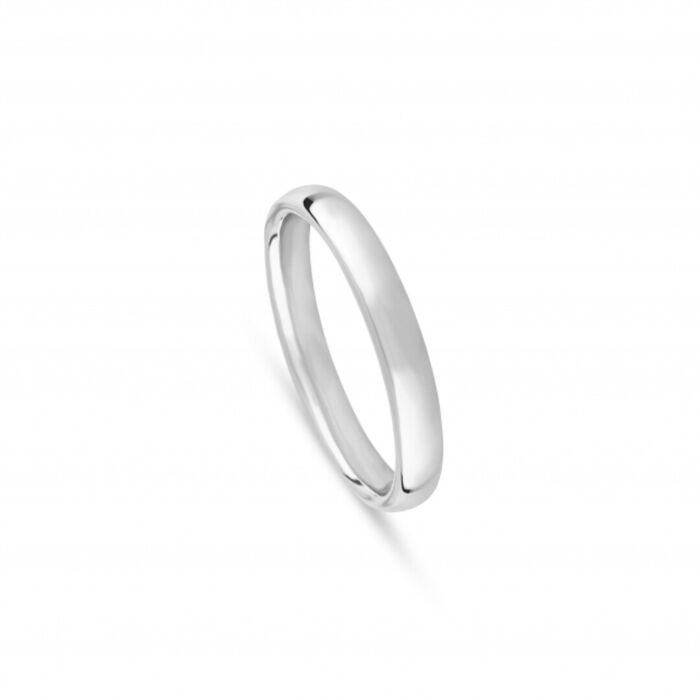 Aliança de casamento tradicional em ouro branco de 19.2kl de acabamento polido e com 3mm de largura.