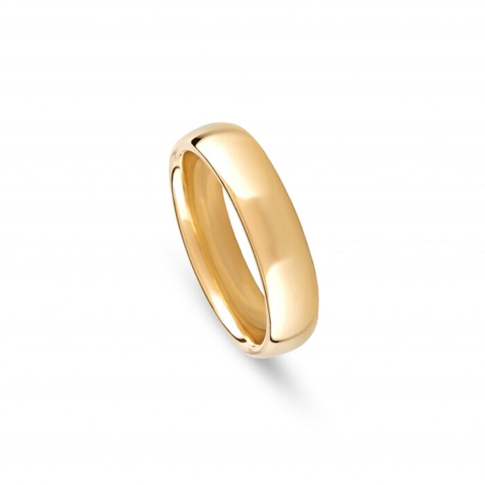 Aliança de casamento da Romantis em ouro amarelo de 19.2kl com 5mm de largura.