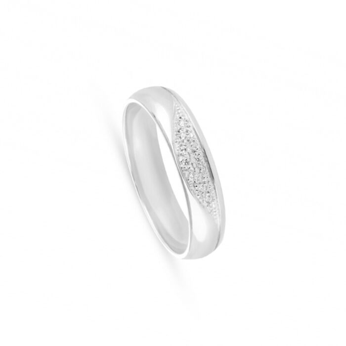 Anel feminino em ouro branco de 19.2kl com cristais Swarovski.