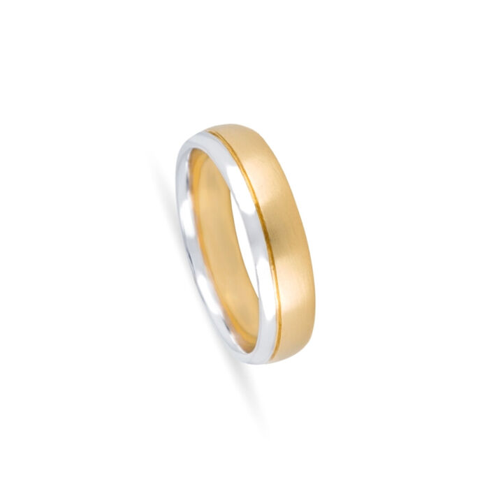 Aliança de casamento em ouro maciço amarelo e branco de 19.2kl.
