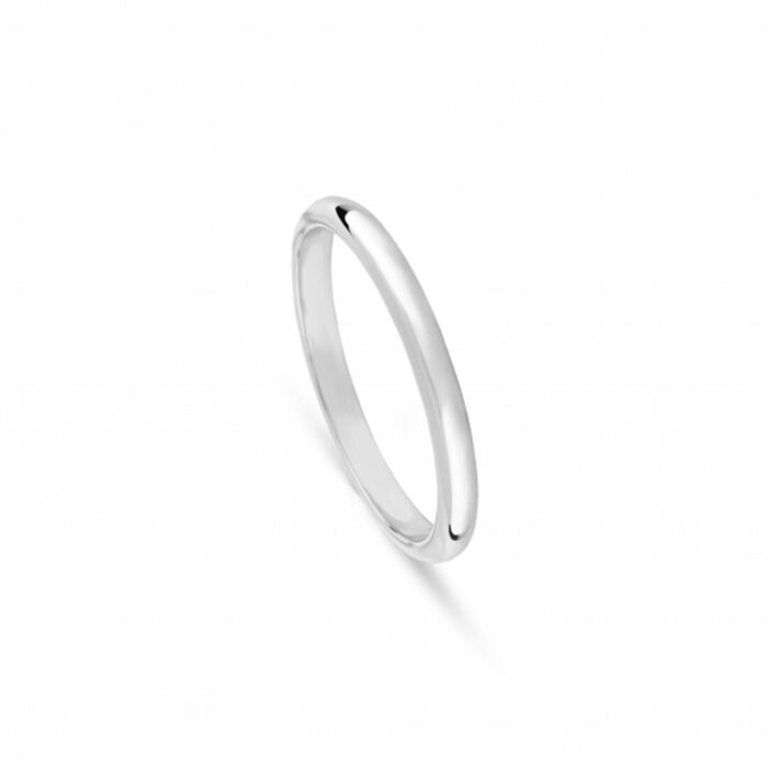 Aliança de casamento tradicional da Romantis em ouro branco de 19.2kl com 2mm de largura.