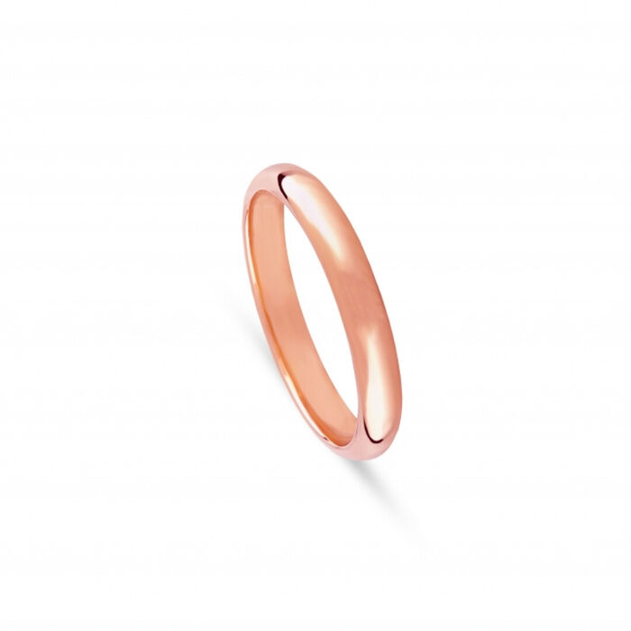 Aliança de casamento tradicional polido em ouro rosa de 19.2kl da Romantis com 3mm de largura.