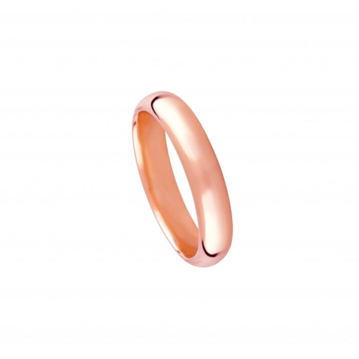 Aliança de casamento em ouro rosa de 19.2kl com um acabamento polido e 4mm de largura.
