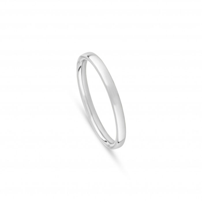 Aliança de casamento tradicional da Romantis em ouro branco de 19.2kl, com 2mm de largura.