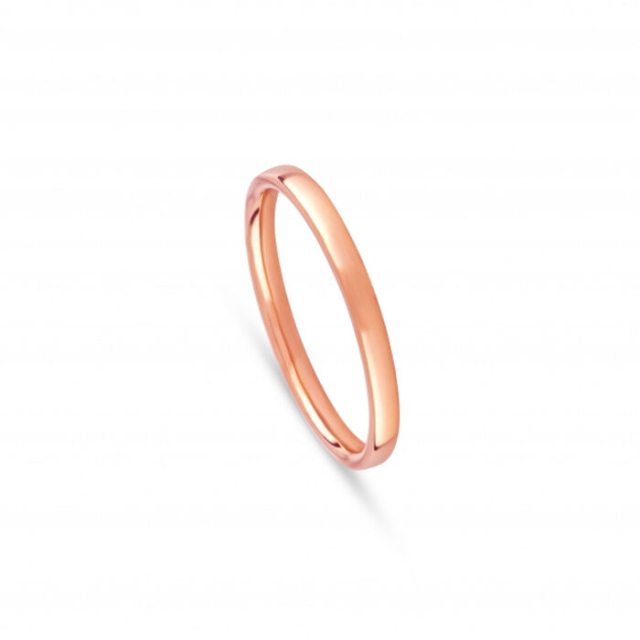 Aliança de casamento tradicional da Romantis em ouro rosa de 19.2kl, com 2mm de largura.