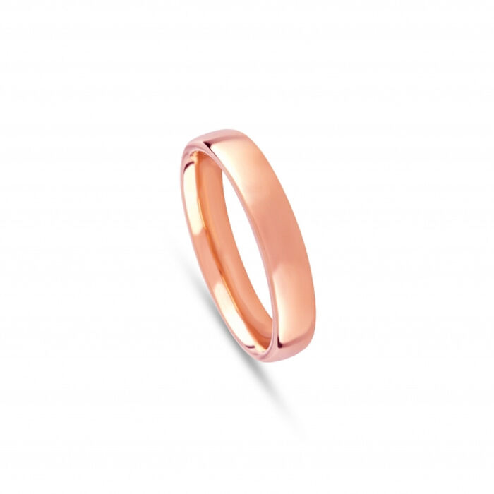 Aliança de casamento da Romantis em ouro rosa de 19.2kl, de acabamento polido e 4mm de largura.