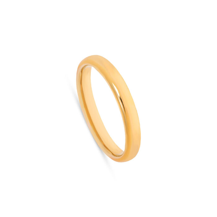 Aliança de casamento tradicional em ouro amarelo de 19.2kl com 3.3mm de largura e acabamento polido.