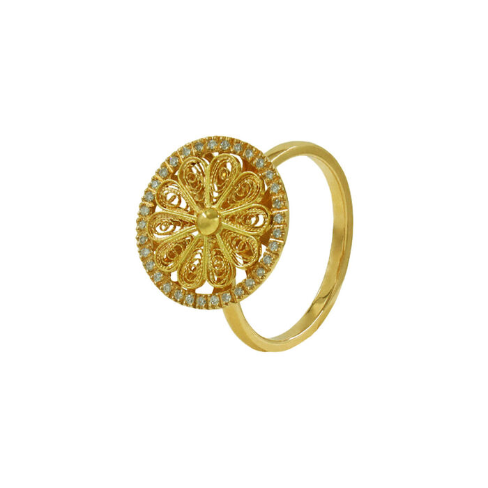 Anel OURO Filigrana com Diamantes 113569