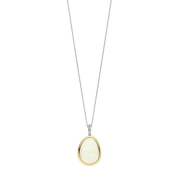Cola Ti Sento Milano com pendente em madrepérola em dourado.
