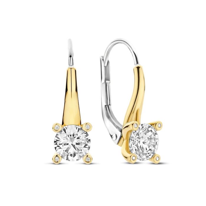 Brincos Ti Sento Milano para mulher em prata lei 925 e ouro de 18K com pedras zircónias.
