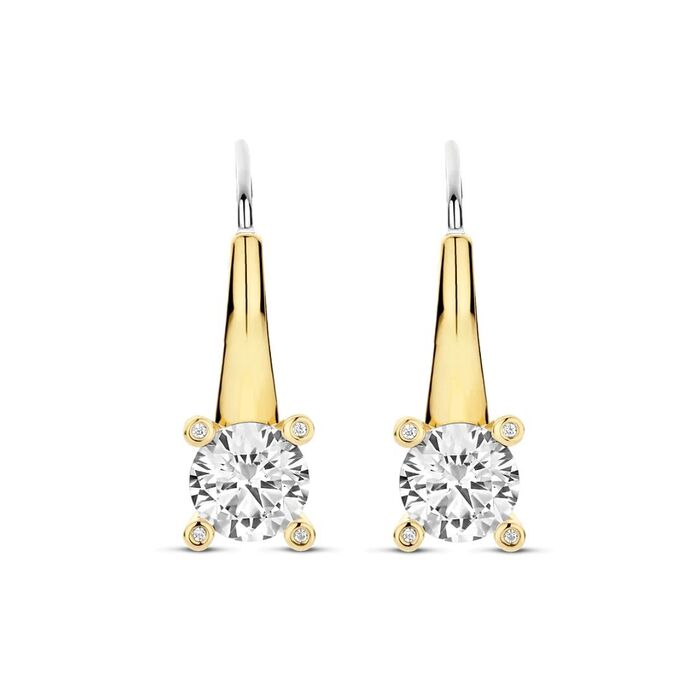 Brincos Ti Sento Milano para mulher em prata lei 925 e ouro de 18K com pedras zircónias.