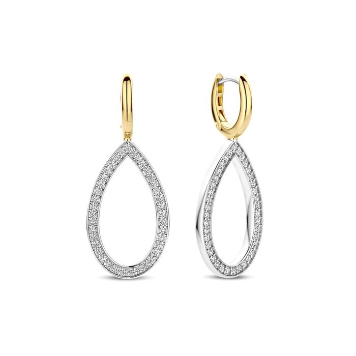 Brincos Ti Sento Milano para mulher em prata lei 925 e ouro de 18K com zircónias.
