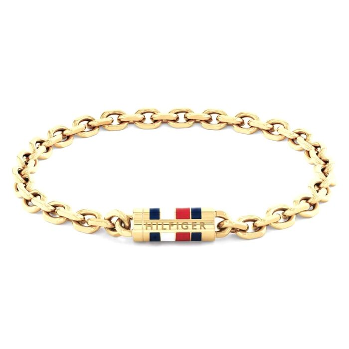 Pulseira Tommy em aço inoxidável dourado para homem.