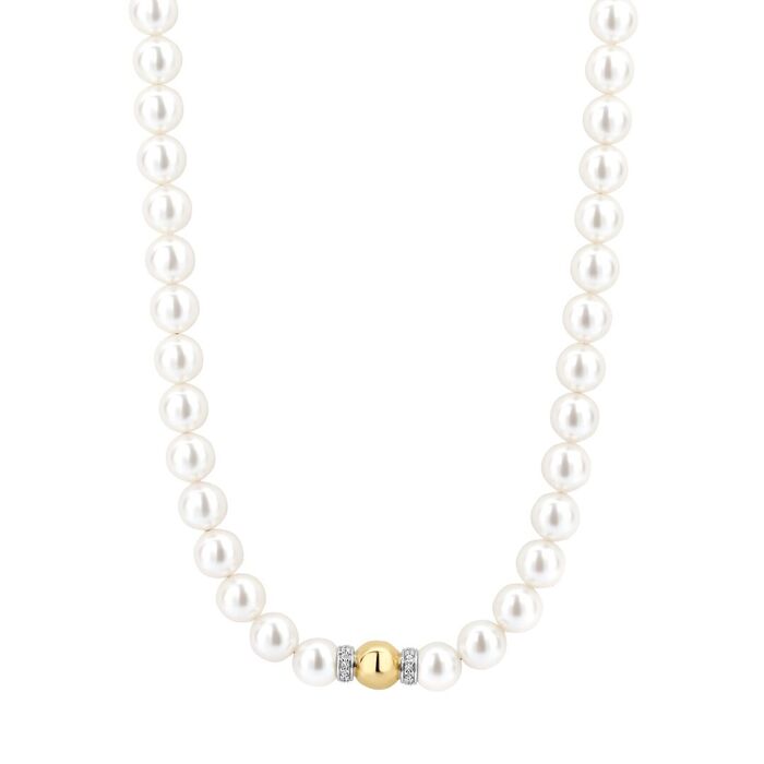 Colar de pérolas com prata de lei 925 para mulher da Ti Sento Milano com banho de ouro 18K.