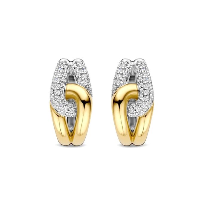 Brincos Ti Sento Milano para mulher em prata lei 925 e ouro de 18K com pedras zircónias.