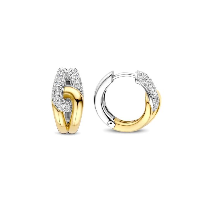Brincos Ti Sento Milano para mulher em prata lei 925 e ouro de 18K com pedras zircónias.